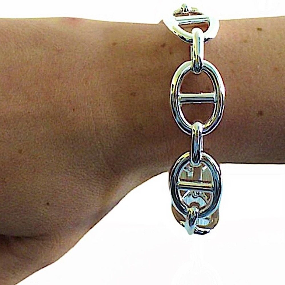 Sterling Silver Mariner Pig Nose Coffee Bean Bangle Cuff Bracelet Matching Ring - Picture 11 of 11